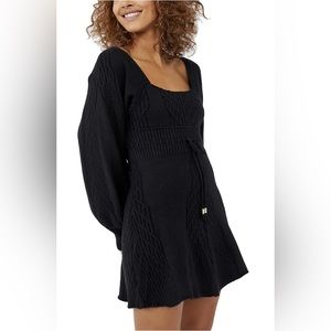 Free People Emmaline Black Mini Sweater Dress Size Medium